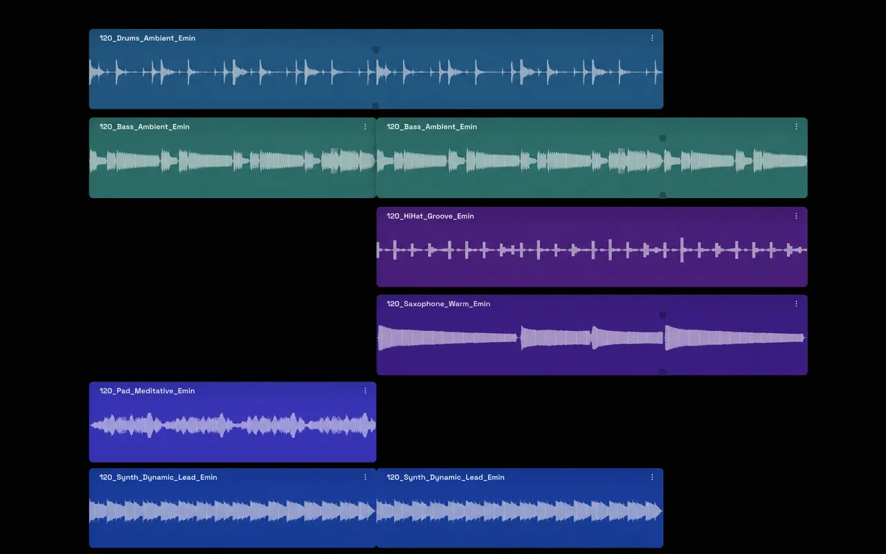 A layered multi-track arrangement in Sonura