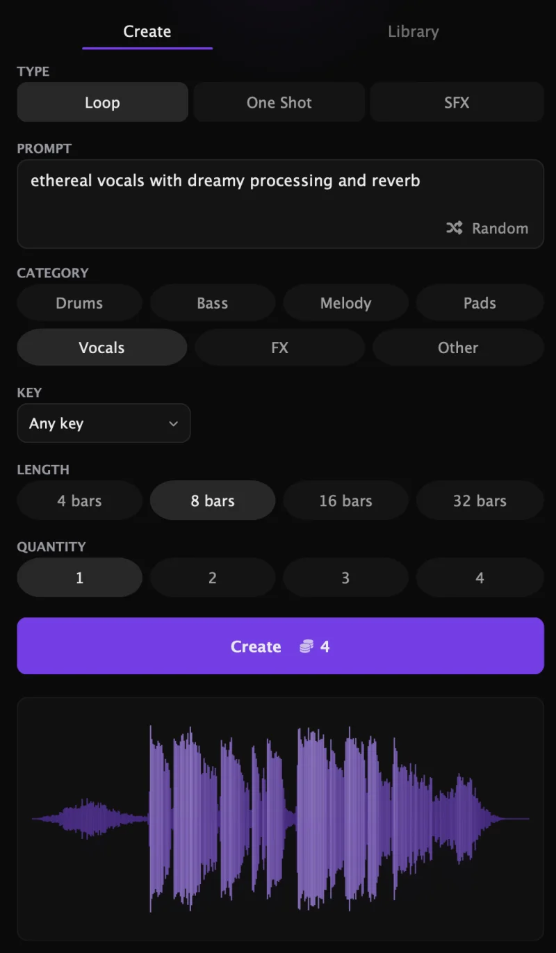 Generating ethereal vocals from a text prompt
