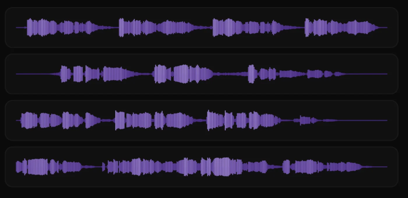 Four generated waveform variations side by side